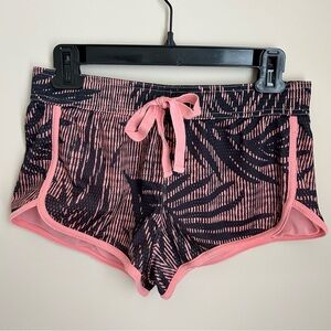 💥 Unionbay Peach & Black Leaf Patterned Mesh Athletic Running Shorts Size S